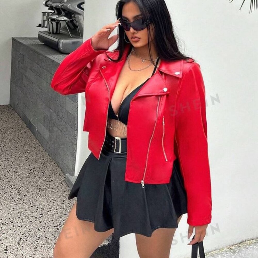 S218 Red PU Jacket Size 0XL